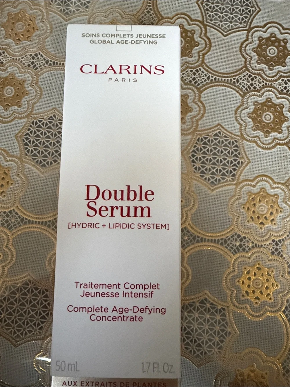 Clarins Double Serum - White with Red Text